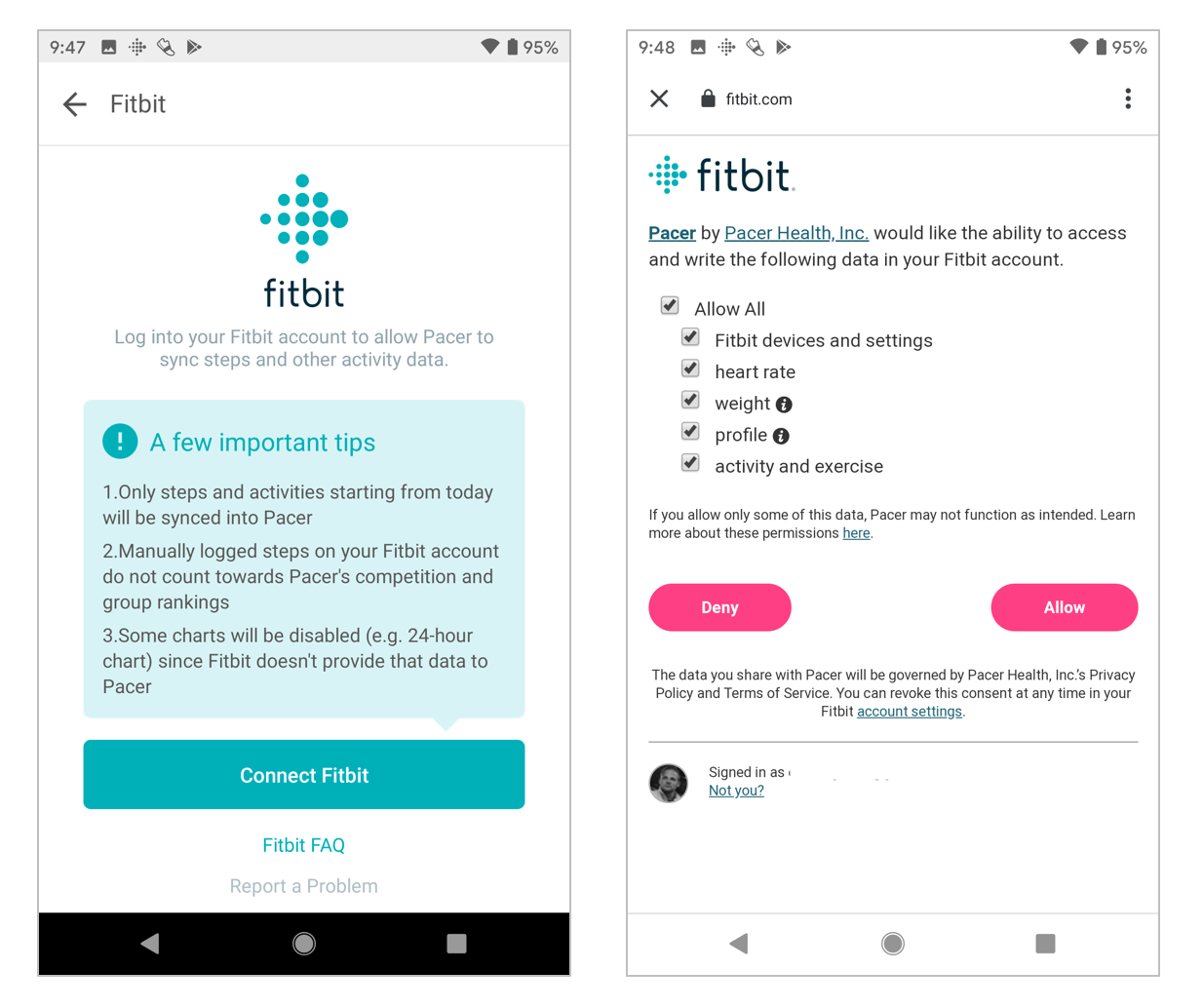 connect fitbit and health app