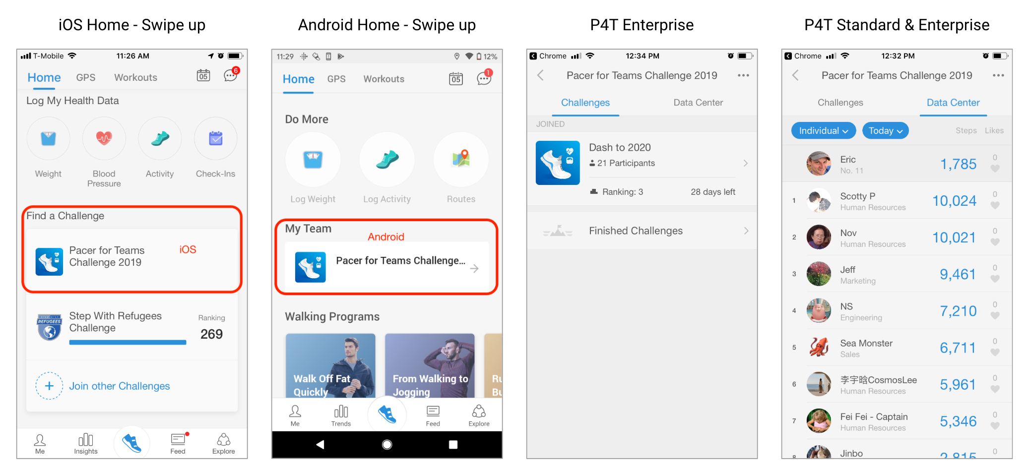 Accessing Challenge Leaderboards in Pacer Pacer Health