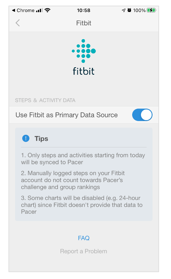 sync fitbit to pacer app iphone