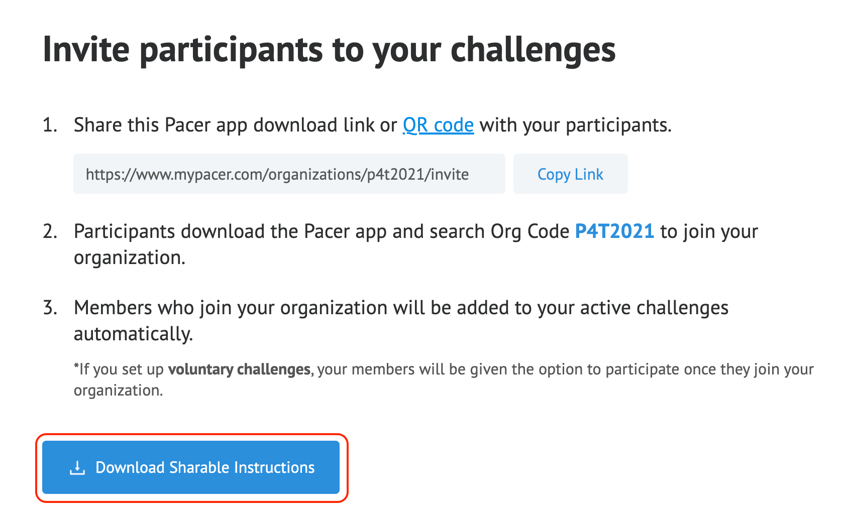 Inviting Participants to P4T Orgs Challenges Pacer Health