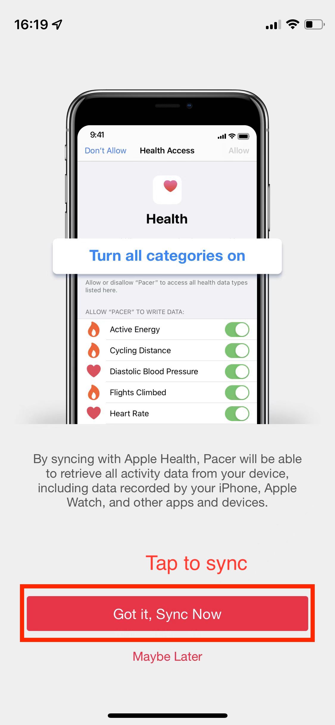 Sync Apple Watch with Pacer iOS Pacer Health